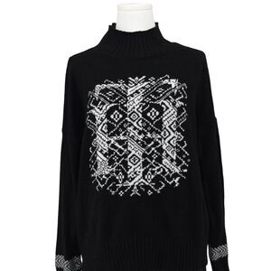 Tommy Hilfiger Women's Black and White Sweatshirt Fair Isle Ski Cabin M